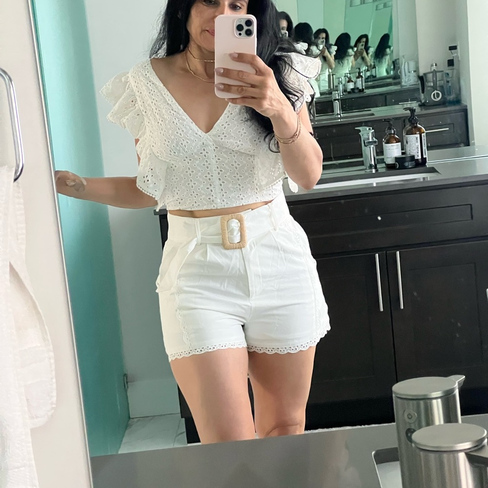 Mink Pink Eyelit Crop Top and Shorts